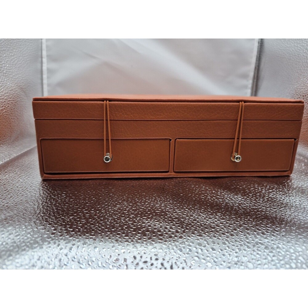 M.A.P. Brown PVC Make-Up and/or Jewelry Box with Mirror and Drawers for Jewelry